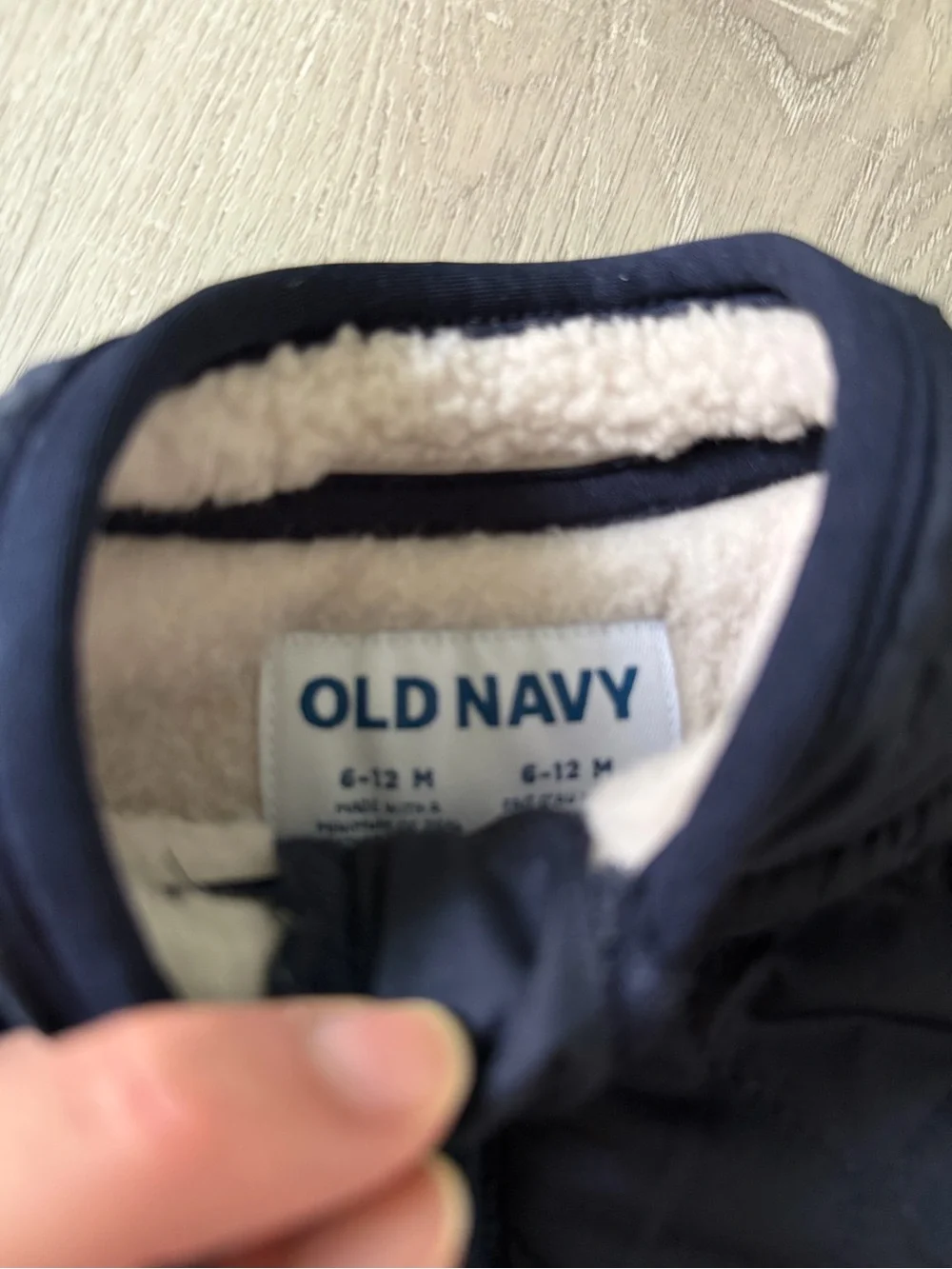 Old Navy Navy and Cream Sherpa Jacket with Cream Knit Sweater Set